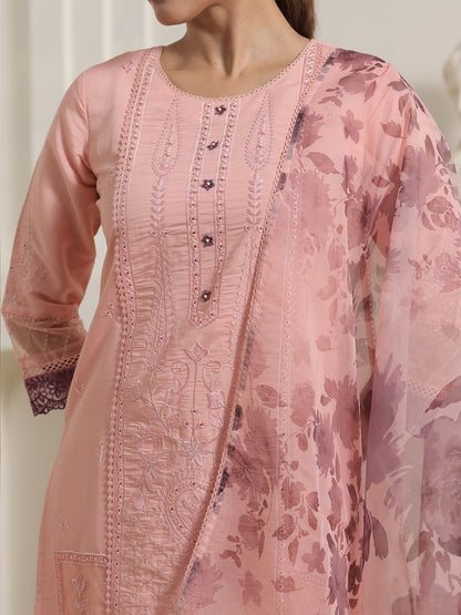 Women Floral Embroidered Regular Thread Work Kurta with Trousers & With Dupatta