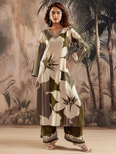 Indyancart SN Women's Printed Straight Kurta & Palazzo