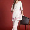 Dhiyona IE Floral Embroidered Thread Work Pure Cotton Kurta with Palazzos