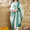 Indyancart IE Women Floral Embroidered Thread Work Pure Cotton Kurta with Trousers & Dupatta