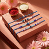 Dhiyona Set Of 4 Blue Evil Eye Thread Rakhi With Roli Chawal Chandan Mishri