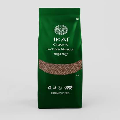 IKAI Organic Whole Masoor (Unpolished Red Lentil)
