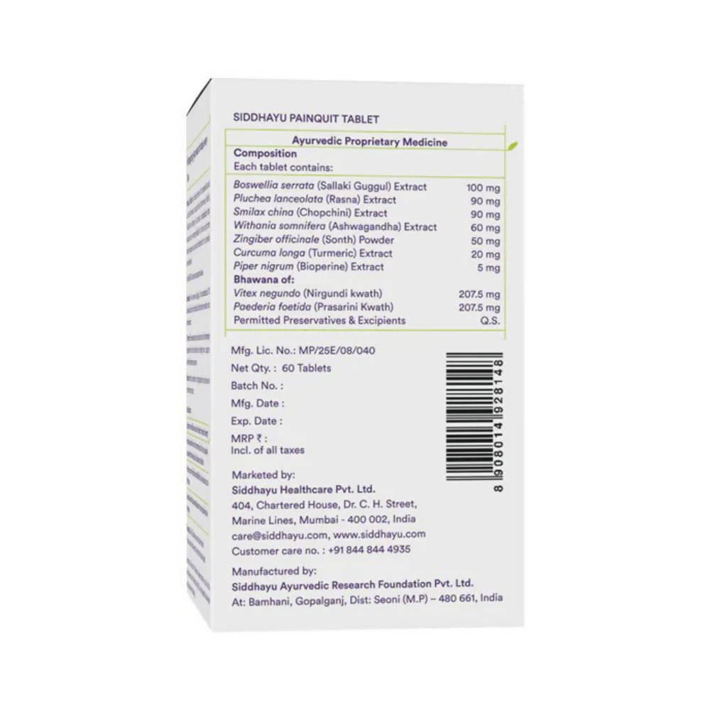 Siddhayu Ayurveda Painquit Natural 5 in 1 Joint Care Formula Tablets - Indyancart