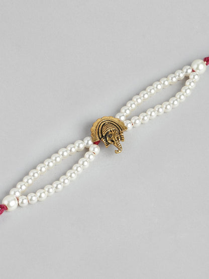 Anouk Unisex Set of 2 Beaded Bhai Bhabhi Rakhis With Roli & Chawal