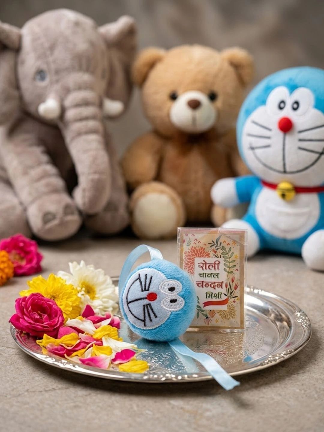 Anouk Kids Doremon Design Thread Rakhi With Roli Chawal Chandan Mishri