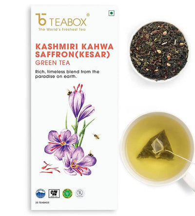 Teabox Kashmiri Kahwa Saffron (Kesar) Green Tea Bags