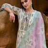 Indyancart IE Women Floral Printed Regular Thread Work Pure Cotton Kurta with Trousers & With Dupatta
