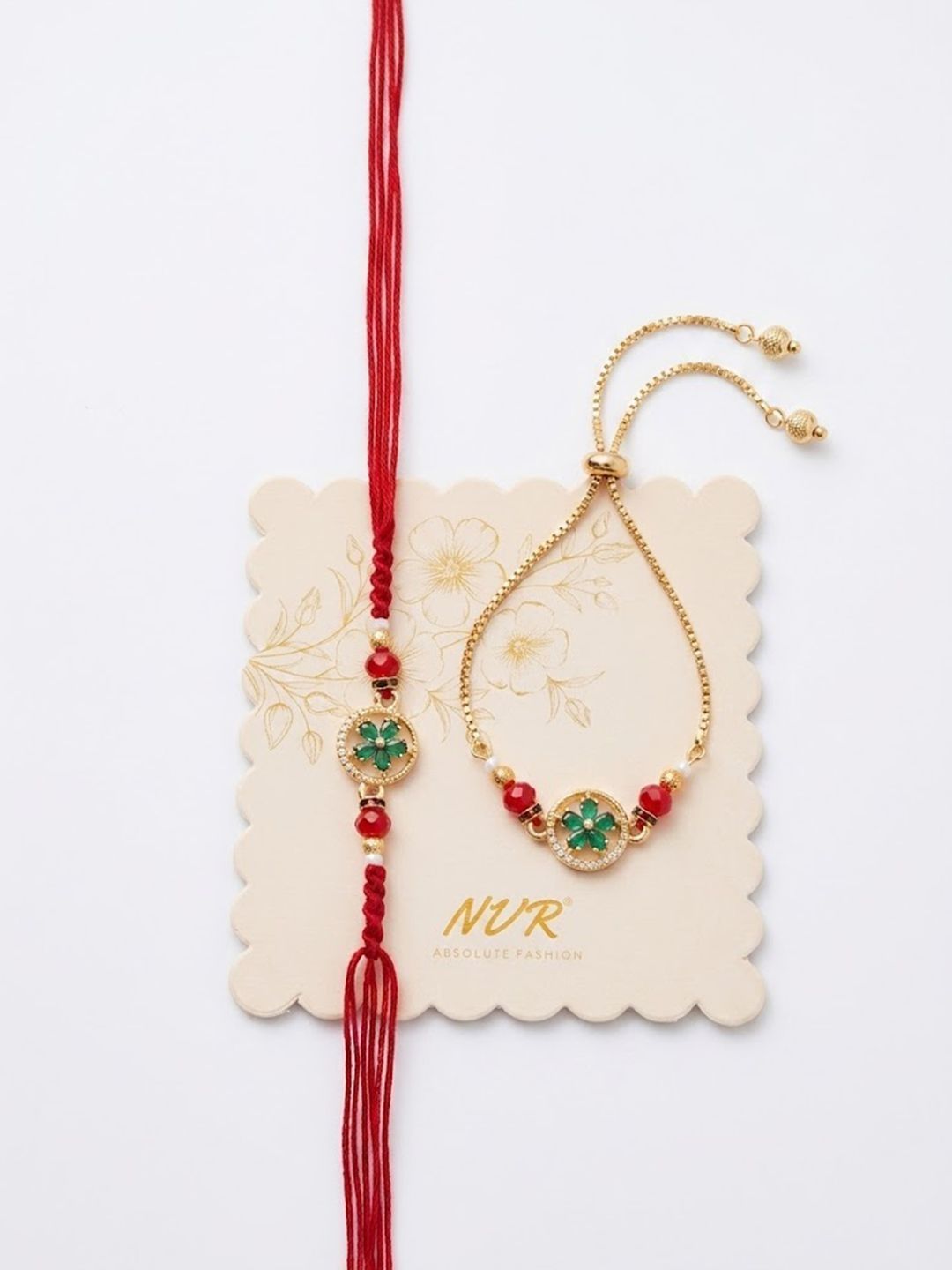 Anouk Set Of 2 Ad Drawstring Bhaiya Bhabhi Rakhi With Roli Chawal Chandan Mishri