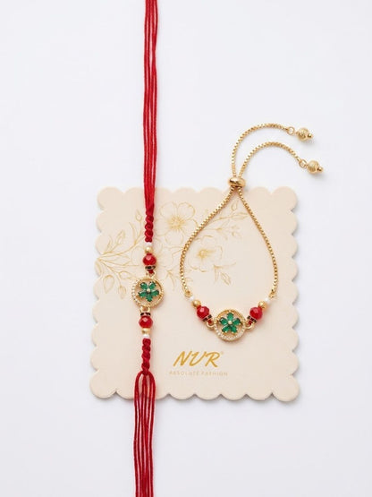 Anouk Set Of 2 Ad Drawstring Bhaiya Bhabhi Rakhi With Roli Chawal Chandan Mishri