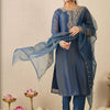 Indyancart IE Women Ethnic Motifs Embroidered Regular Liva Kurta with Trousers & Dupatta