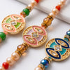 Dhiyona Set Of 3 Multicolor Artificial Stones & Beads Thread Rakhi With Roli Chawal Chandan