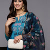 Dhiyona IE Women Floral Embroidered Regular Thread Work Kurta with Trousers & With Dupatta