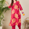 Dhiyona IE Women Floral Printed Pure Cotton Kurta with Trousers