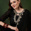 Dhiyona SN Women's Floral Printed Embroidered Sequinned Keyhole Neck Kurta With Trouser And Dupatta