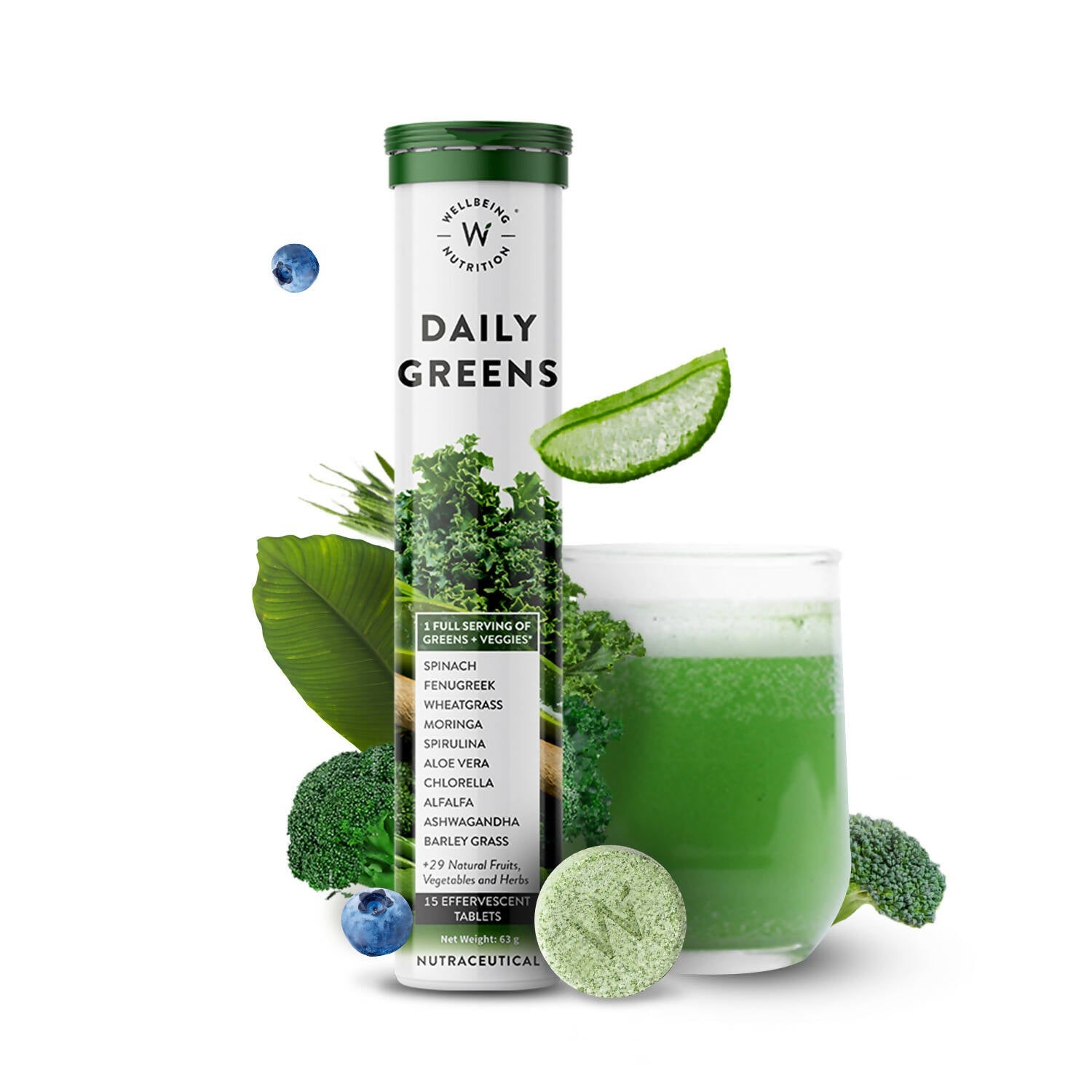 Wellbeing Nutrition Daily Greens Effervescent Tablets - Indyancart