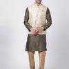 Men's Black Silk Blend Straight Jacket  Kurta and Pyjama Set