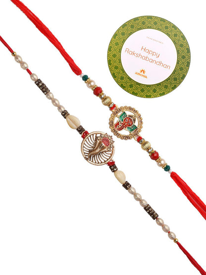 Anouk Set Of 2 Red Lord Ganesha Rakhis Comes With Roli Rice & Greeting Card