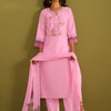 Dhiyona IE Women Floral Embroidered Regular Thread Work Kurta with Trousers & With Dupatta