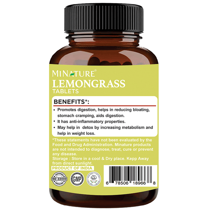 Miniature Lemongrass Ayurvedic Tablets in a blister pack, showing small, round tablets with herbal branding.