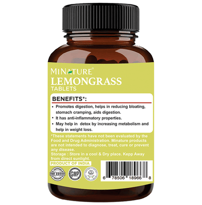 Miniature Lemongrass Ayurvedic Tablets in a blister pack, showing small, round tablets with herbal branding.