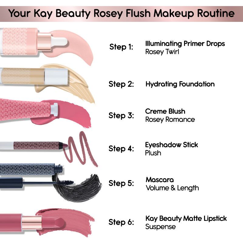 Kay Beauty Illuminating Primer Drops in Rosey Twirl, a face primer with a radiant, pink-tinted liquid for glowing skin.