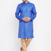 Men's Blue Silk Blend Straight Kurta Pyjama Set