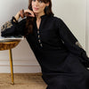 Dhiyona IE Paisley Embroidered Thread Work Mandarin Collar Straight Kurta With Trouser