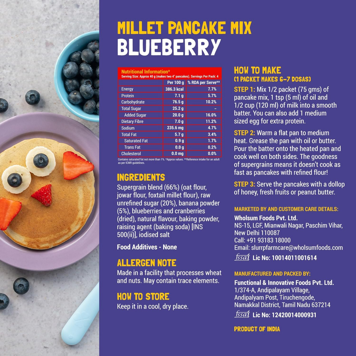Slurrp Farm Millet Pancake Mix Combo Blueberry & Classic