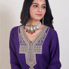 Dhiyona IE V-Neck Embroidered Tunic With Trousers