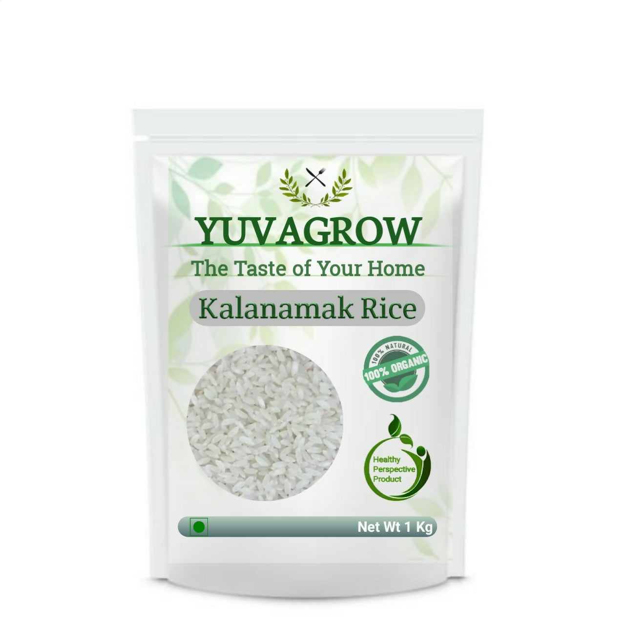 Yuvagrow Kalanamak rice grains in a bowl, showcasing their long, slender shape and natural golden color.
