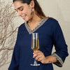 Dhiyona IE Women Ethnic Motifs Embroidered V-Neck Regular Sequinned Kurta with Trousers