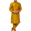 Men's Mustard Silk Blend Straight Kurta Pyjama Set