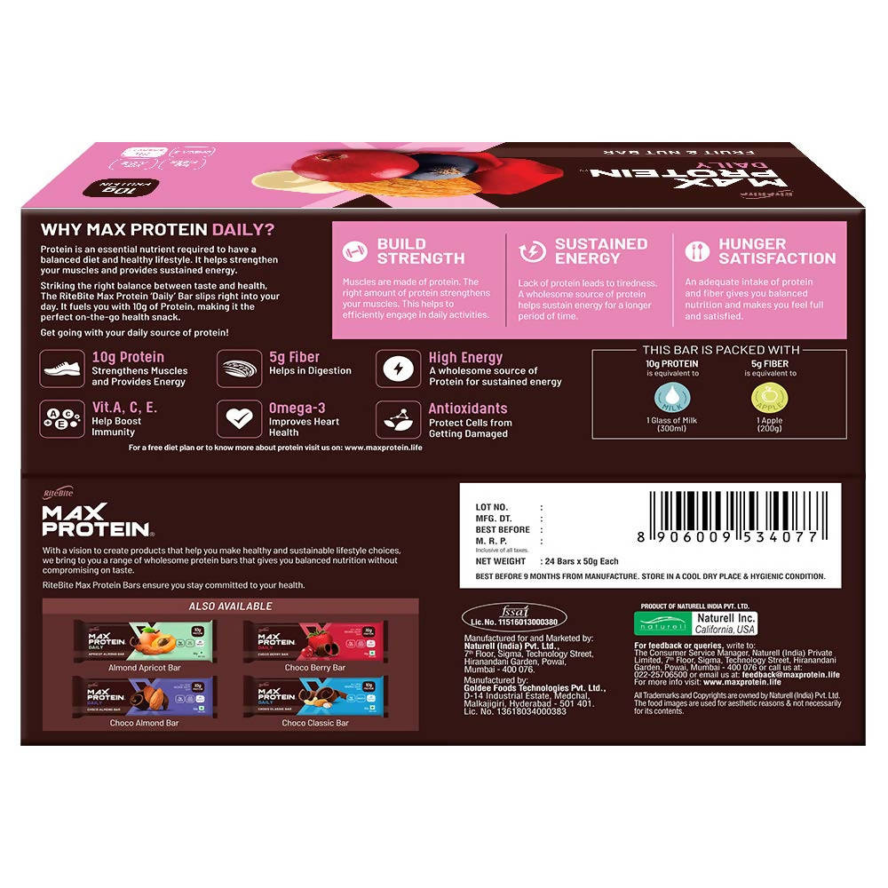 RiteBite Max Protein Daily Fruit & Nut Bar - Indyancart