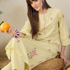 Dhiyona IE Floral Embroidered Pure Cotton Mandarin Collar Tunic With Trousers
