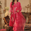 Dhiyona IE Women Floral Embroidered Regular Sequinned Kurta with Trousers & Dupatta
