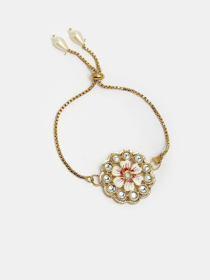 Anouk Unisex Set Of 2 Gold Kundan-Studded Bhaiya Bhabhi Rakhi Set With Roli Chawal