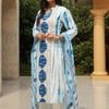 Dhiyona IE Women Geometric Printed Cotton Kurta with Trousers & Dupatta