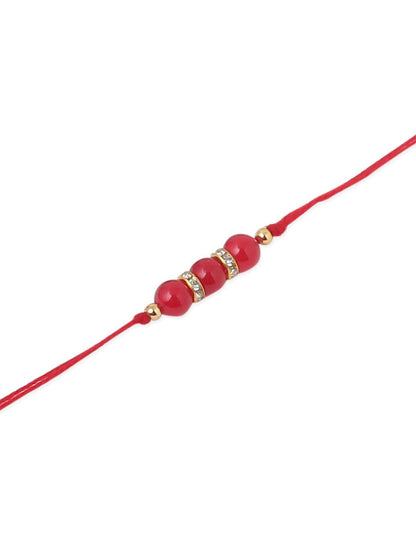 Anouk Men Set Of 3 Red Artificial Beads & Pearls Thread Rakhi