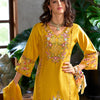 Dhiyona IE Women Floral Embroidered Panelled Sequinned Kurta with Trousers & With Dupatta