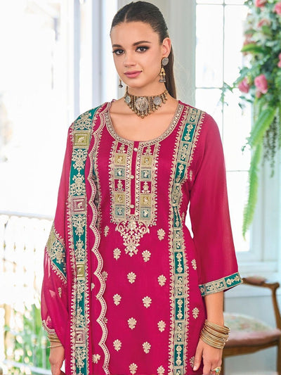 Indyancart IE Women Ethnic Motifs Embroidered Kurta with Trousers & Dupatta