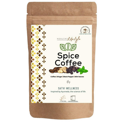 Satvi Wellness Chukkukappi With Mint Spice Coffee With Ginger, Black Pepper In Biodegradable Tea Bags | Spice and Mint Coffee | Herbal Infusions
