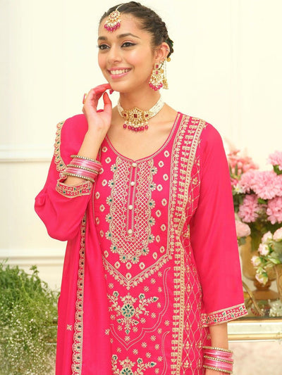 Indyancart IE Women Ethnic Motifs Embroidered Regular Kurta with Palazzos & With Dupatta