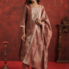 Dhiyona IE Ethnic Motifs Woven Design Zari Straight Kurta With Trousers & Dupatta