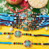 Dhiyona Set Of 12 Beaded Cotton Thread with AD Stones & Meenakari Designer Rakhi for Brother