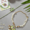 Dhiyona Kundan Studded And Beaded Lotus Shape Bhaiya Bhabhi Rakhis With Roli Chawal