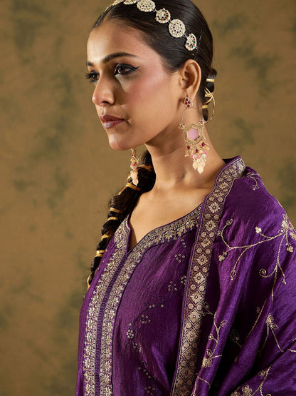 Dhiyona IE Women Floral Embroidered Regular Kurta with Trousers & With Dupatta