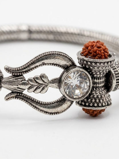 Anouk Silver Plated Trishool Design Rudraksh Rakhi Bracelet