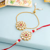 Dhiyona Kundan Studded And Beaded Bhaiya Bhabhi Rakhis With Roli Chawal