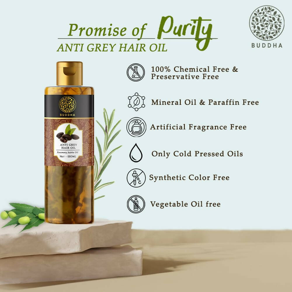 Buddha Natural Anti Grey Hair Oil For Anti Greying and Natural Hair Color - Indyancart