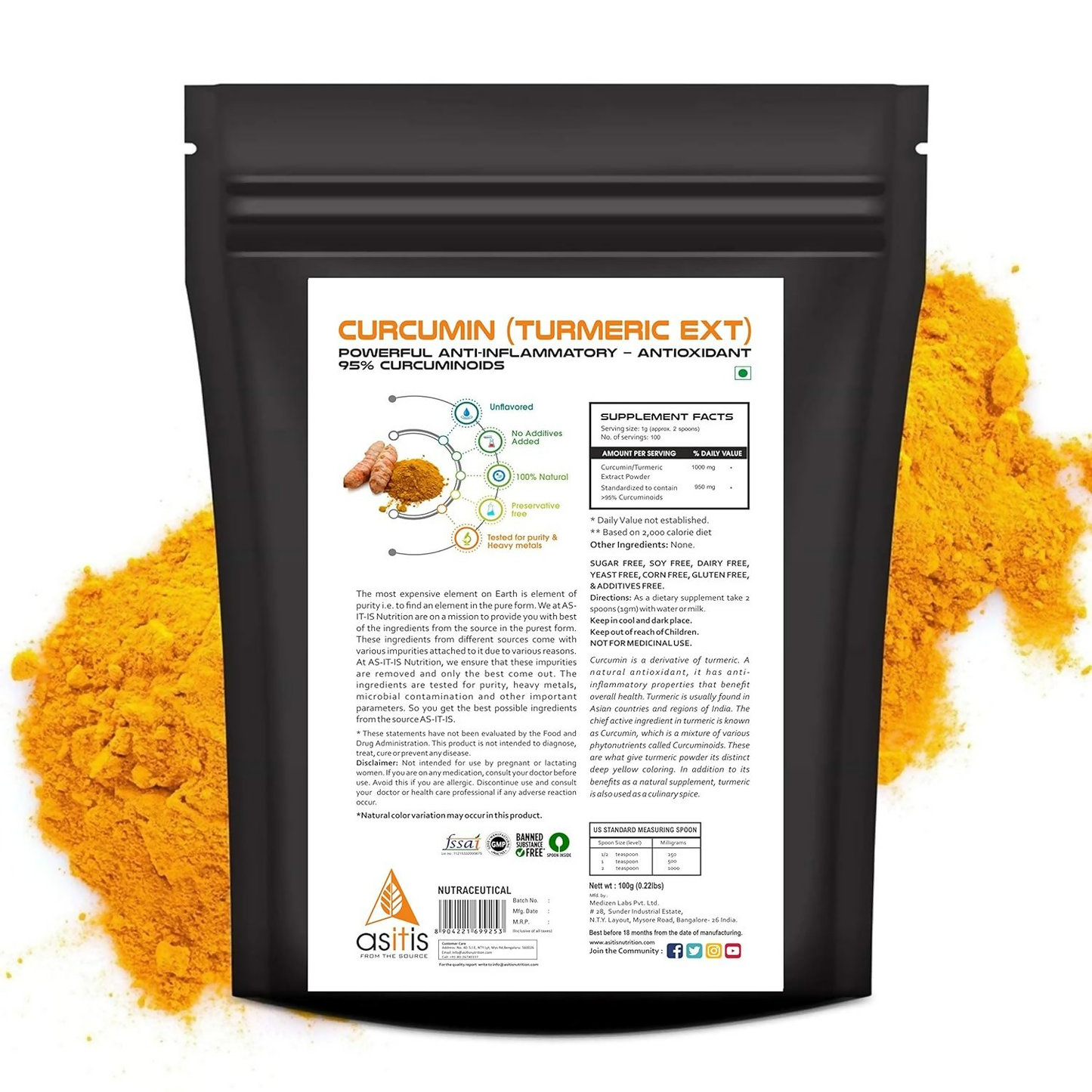 AS-IT-IS Nutrition Curcumin (Turmeric Extract) Powder